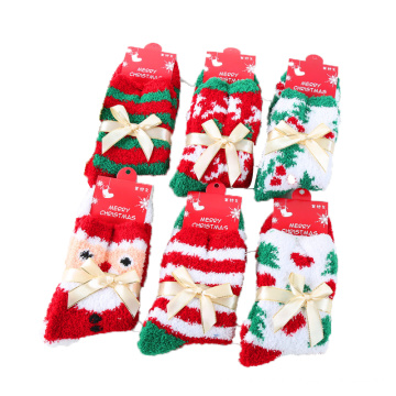 Новые зимние чулки с бабочкой оптом утолщенные теплые чулки красное полотенце рождественские носки